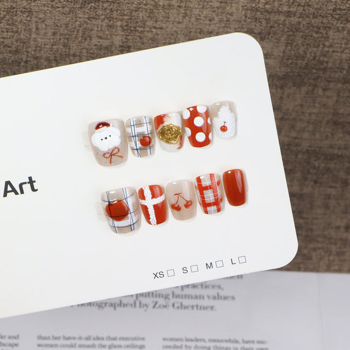 Festive-Themed Press-On Nail Art Set Bowlift