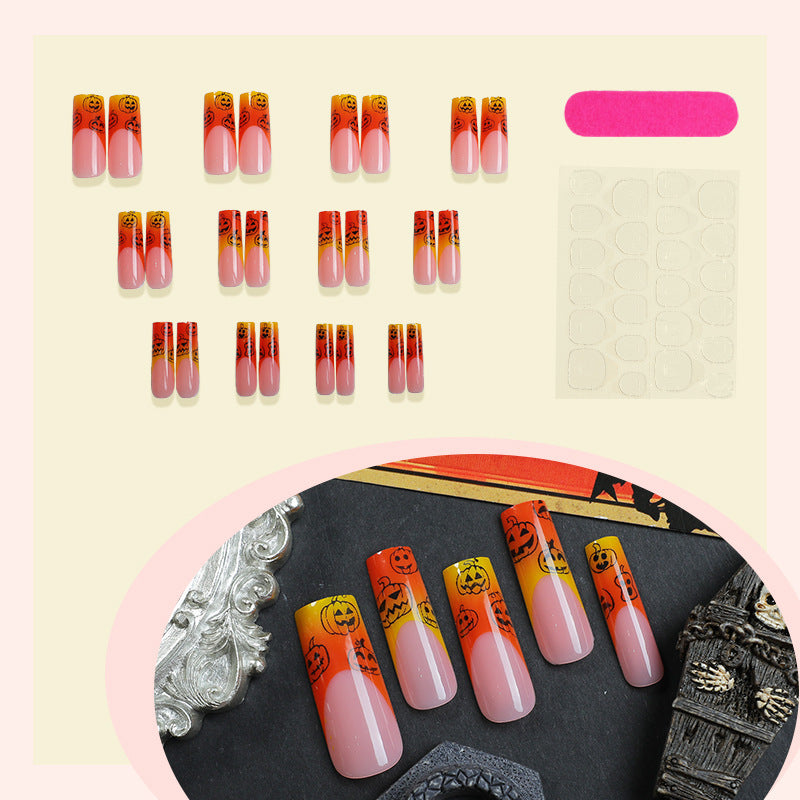 Artificial nail set with Halloween motif and glitter Bowlift