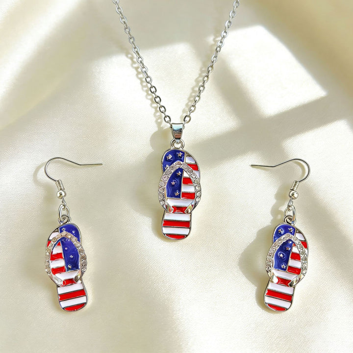 Women nan jewelry set flip-flop pendant and earrings with enamel and zirconia Bowlift