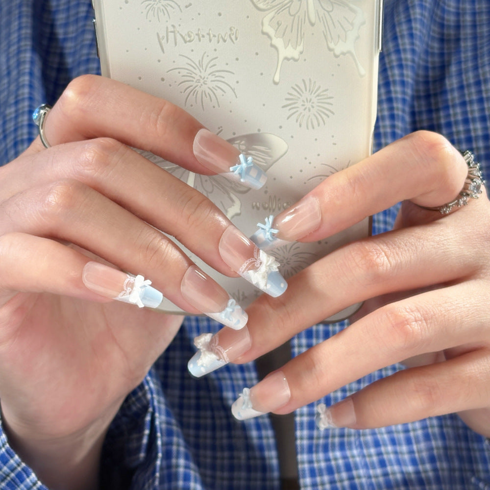 Decorative Ribbon Bow Press-On Nail Set Bowlift