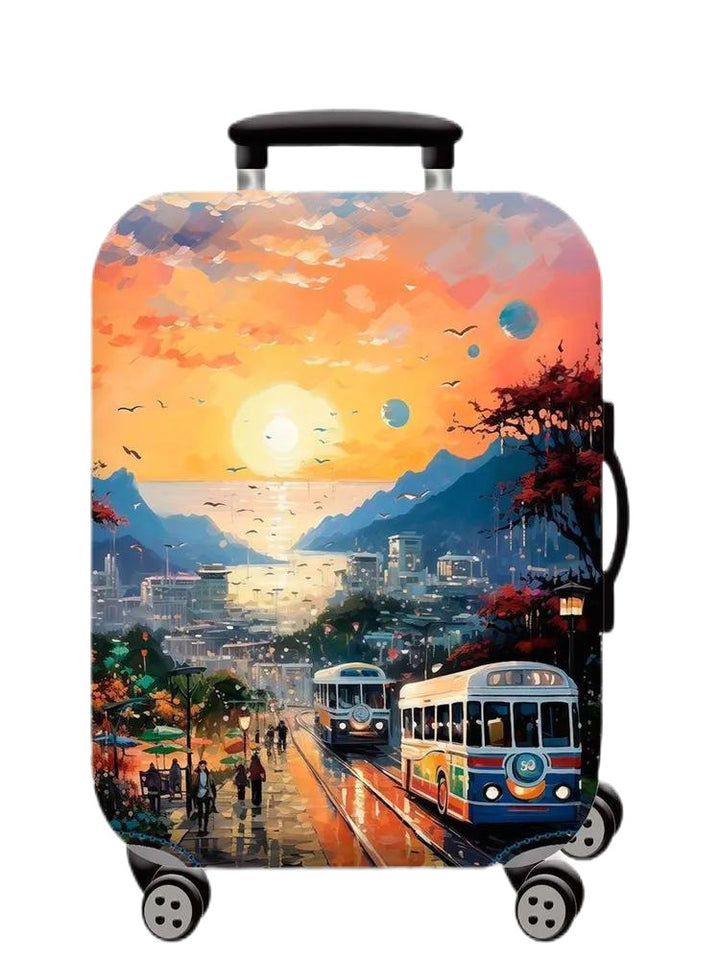 Women Hard Shell Suitcase with Trendy Surf and Palm Design Bowlift