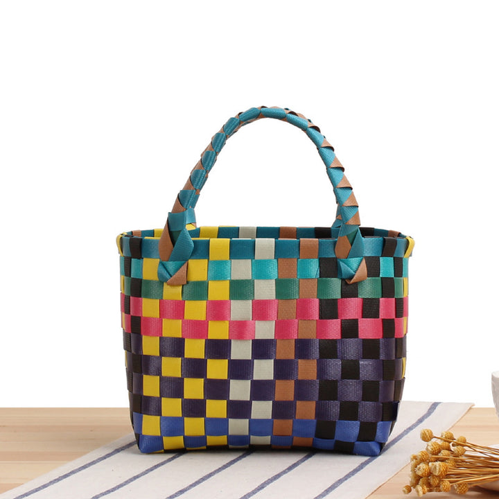 Handcrafted Tote Bag in Modern Check Pattern Bowlift