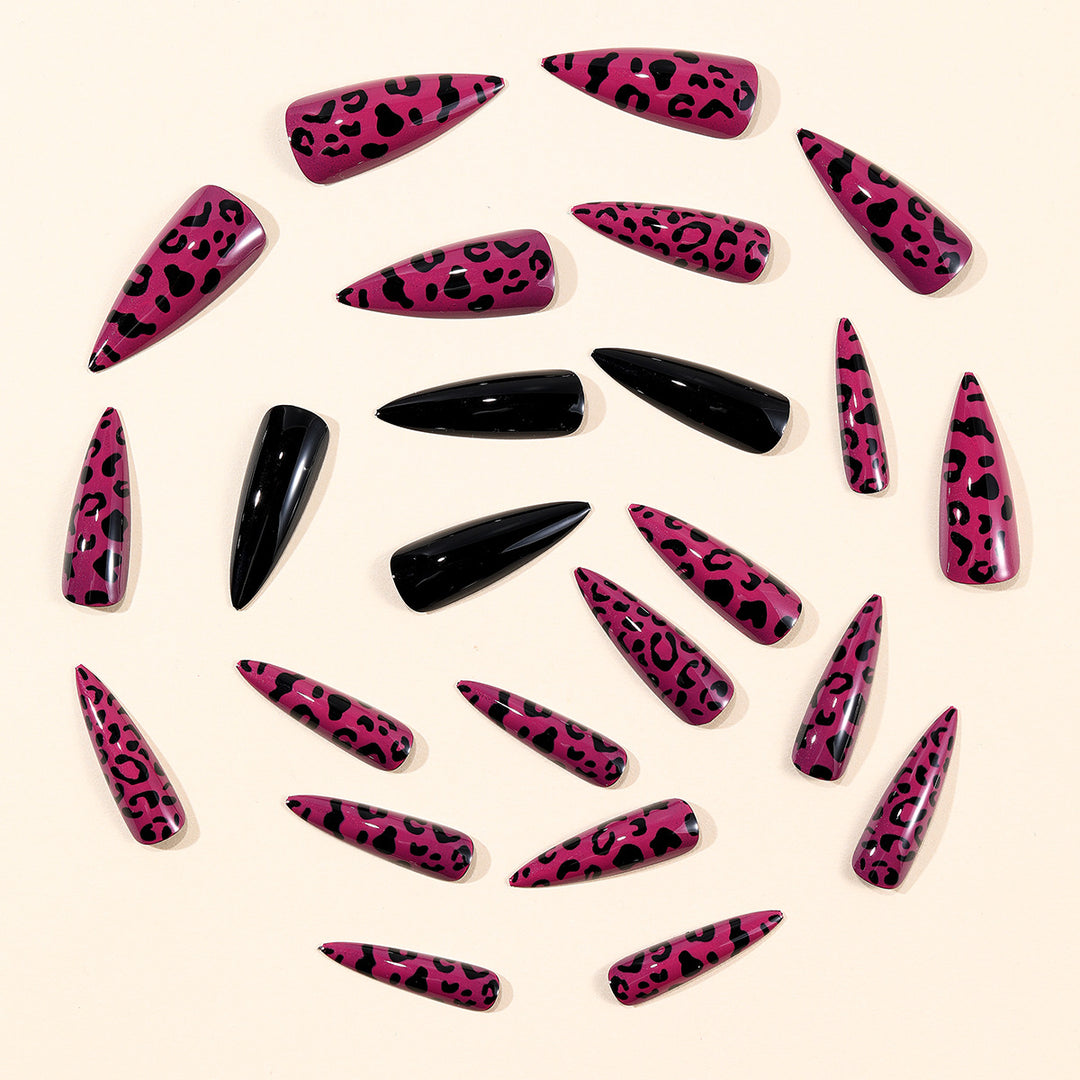 Fierce Leopard Print Stiletto Nail Extensions Bowlift