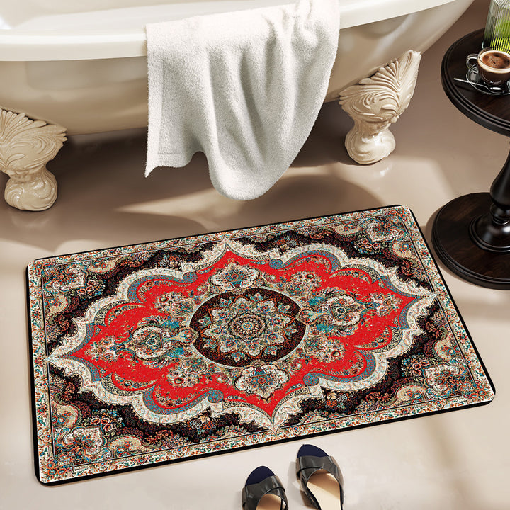 Elegant Vintage Floral Bath Mat Bowlift