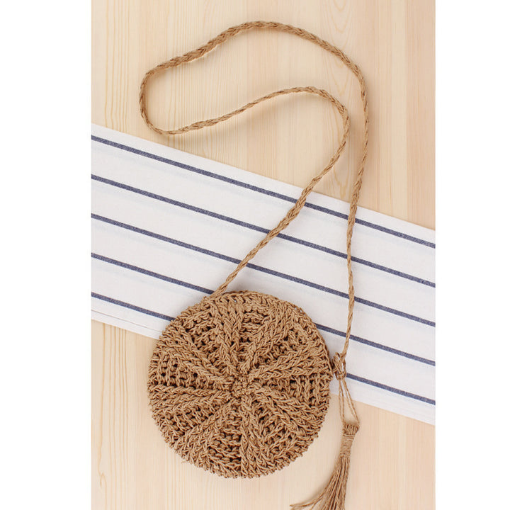 Handbag Made of Hand-Knotted Natural Material with Fringed Detail Bowlift