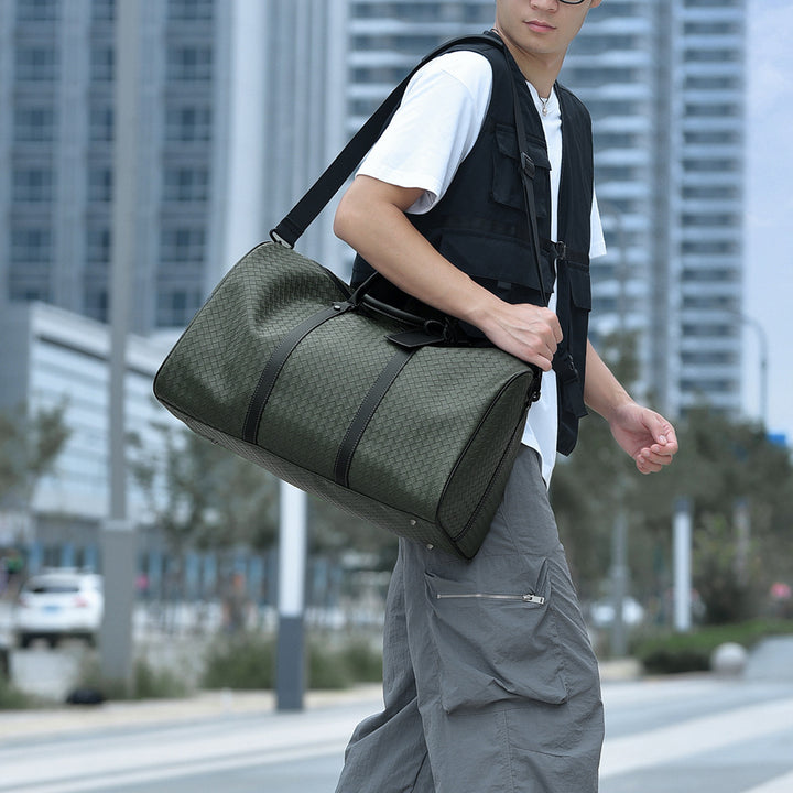 Woven Faux Leather Travel Duffel Bag Bowlift