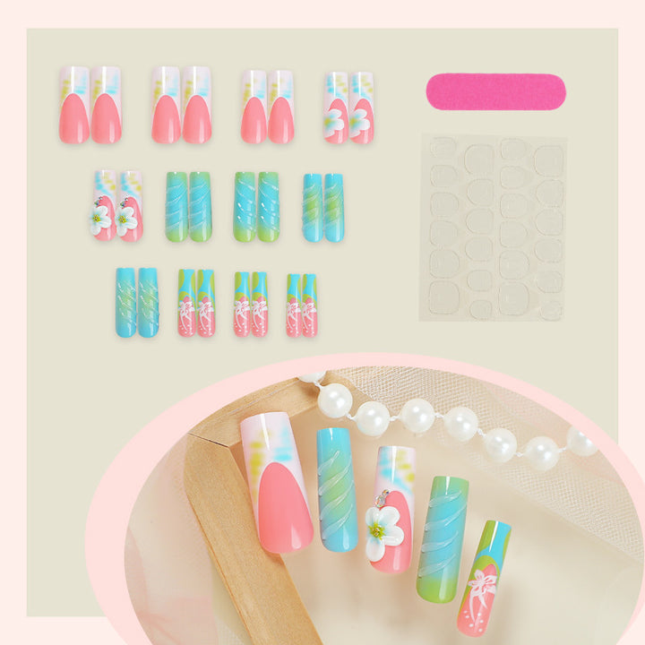 Floral-Themed Press-On Nail Art Set Bowlift
