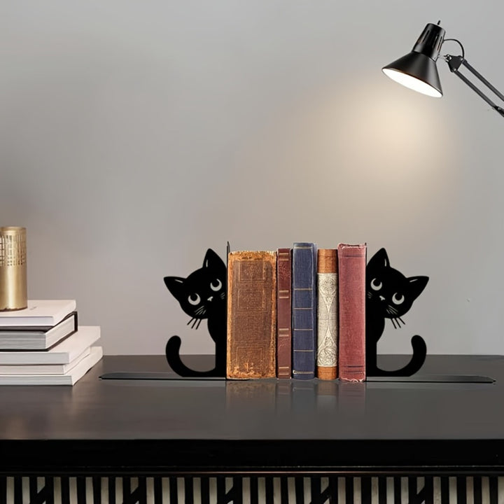 Cat-Themed Metal Bookends