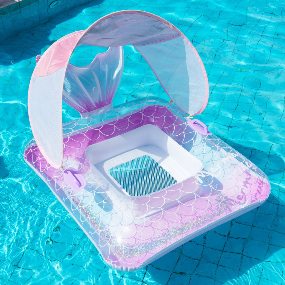 Inflatable Pool Lounger with Sun Canopy Bowlift