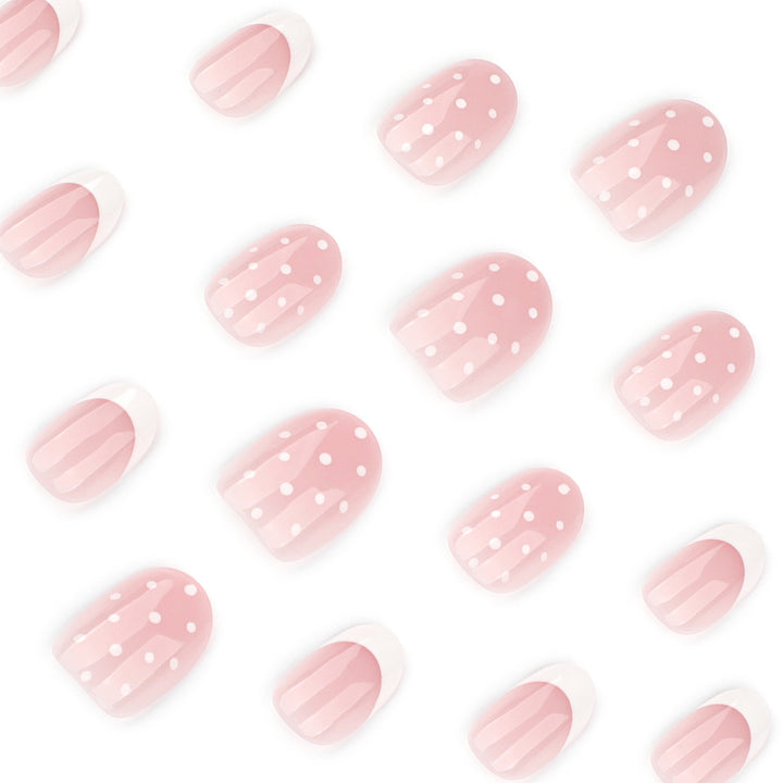 Elegant artificial nails with modern dots and fresh design Bowlift