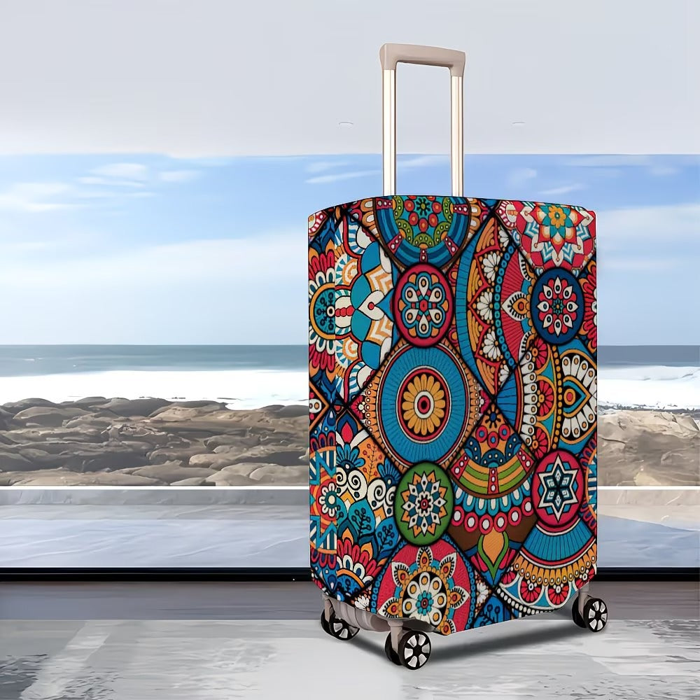 Unisex nan elastic suitcase cover with mandala pattern and telescopic handle compatibility Bowlift