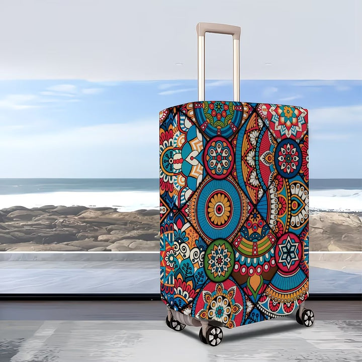 Unisex nan elastic suitcase cover with mandala pattern and telescopic handle compatibility Bowlift