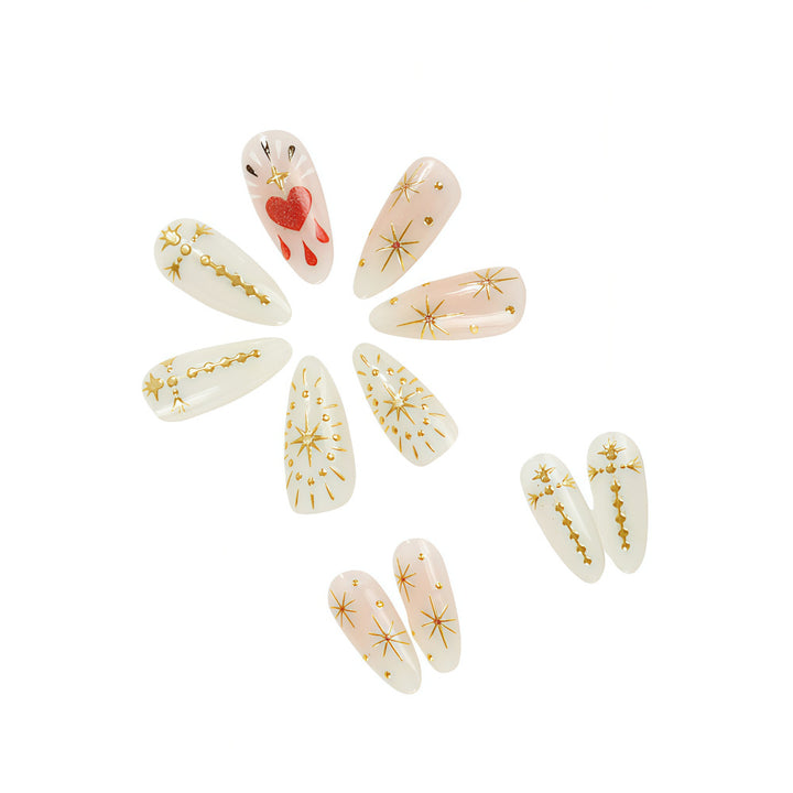Nail art with glitter and heart decoration Bowlift