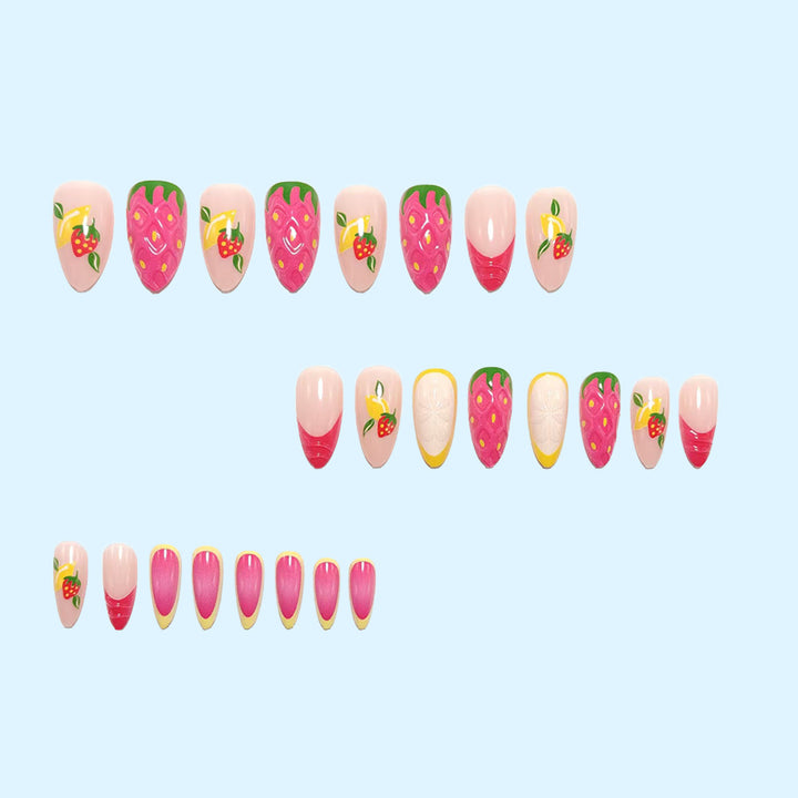 Artificial nails with fruit motif and glitter accents Bowlift