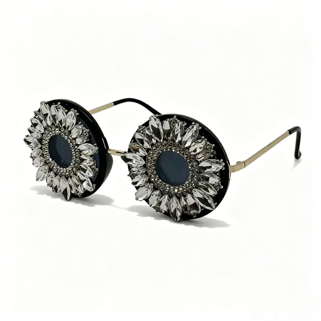 Ladies Glamorous Sunglasses with Floral Crystal Frame Bowlift