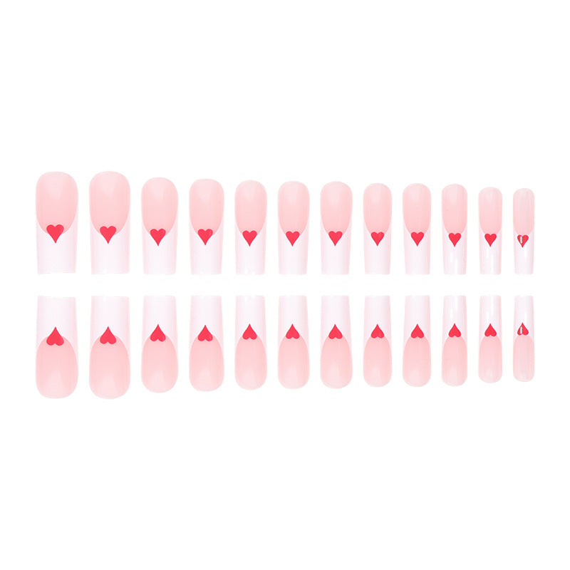 Romantic Heart-Design Acrylic Press-On Nails Bowlift