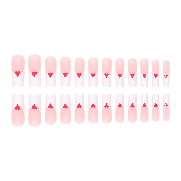 Romantic Heart-Design Acrylic Press-On Nails Bowlift