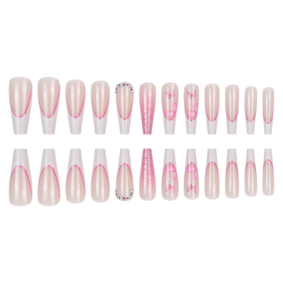 Elegant Floral Stiletto Press-On Nails Bowlift