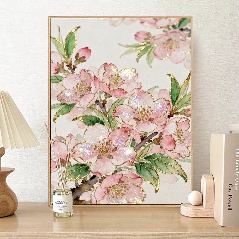 Floral Glitter Art Canvas Print Bowlift