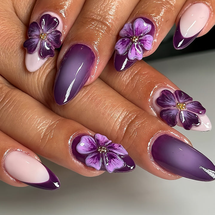 Floral 3D Press-On Nail Extensions Bowlift