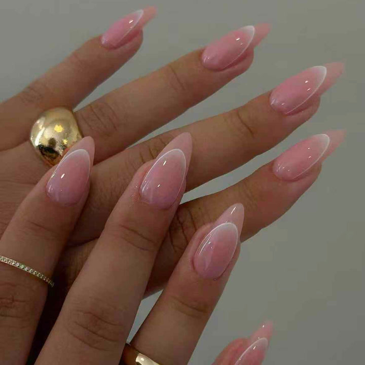 Luxurious artificial nail set with elegant French design Bowlift