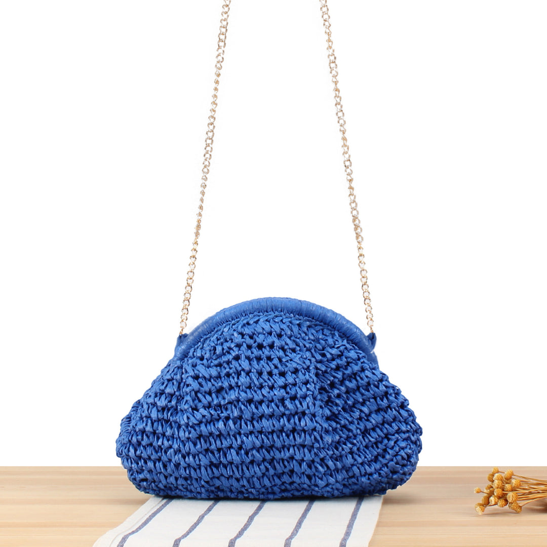 Handbag Made of High-Quality Natural Material with Silver Chain Strap Bowlift