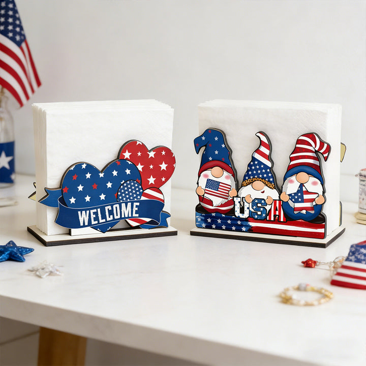 Unisex decorative wood figure set American design gnome table display Bowlift