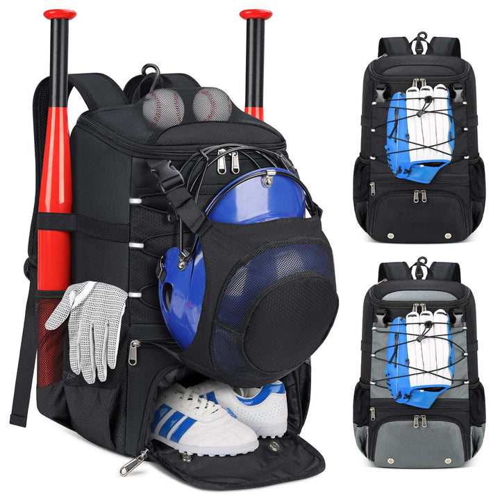 Unisex sporty baseball backpack with special compartments for equipment Bowlift