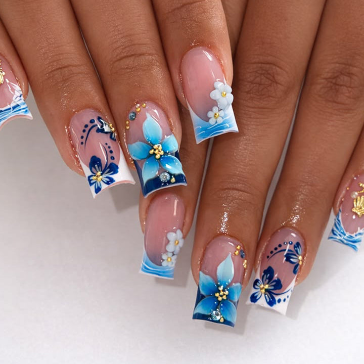 Tropical Floral 3D Nail Art Extensions Bowlift