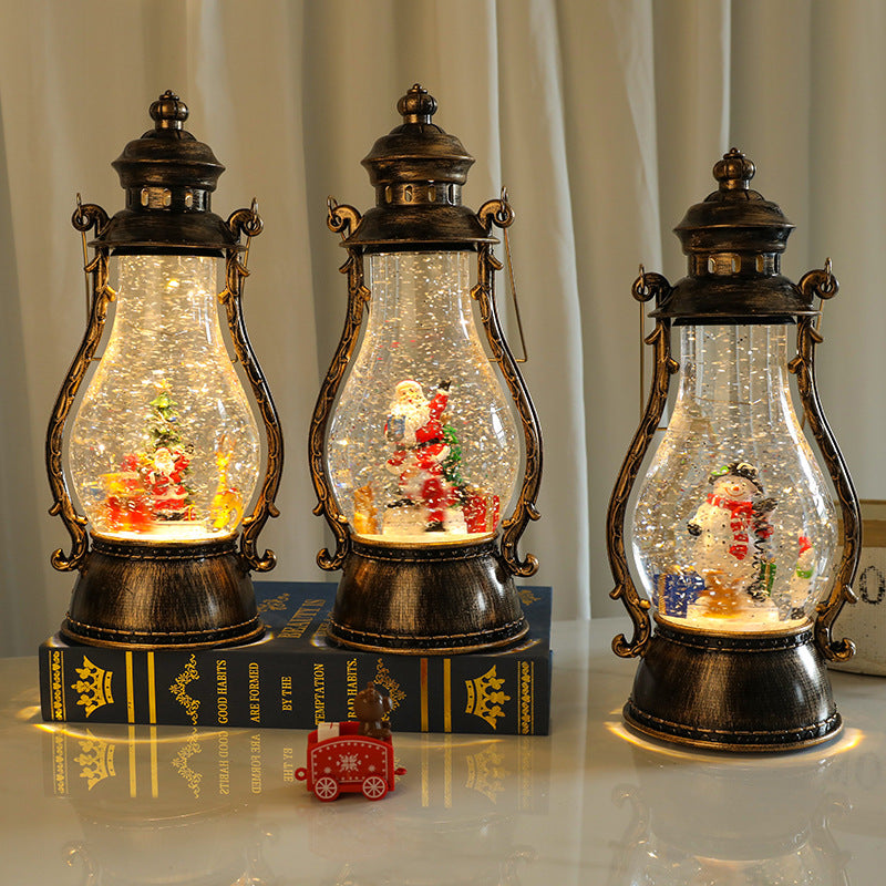 Decorative LED Lantern with Winter Scene Bowlift