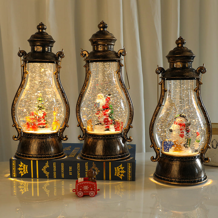 Decorative LED Lantern with Winter Scene Bowlift
