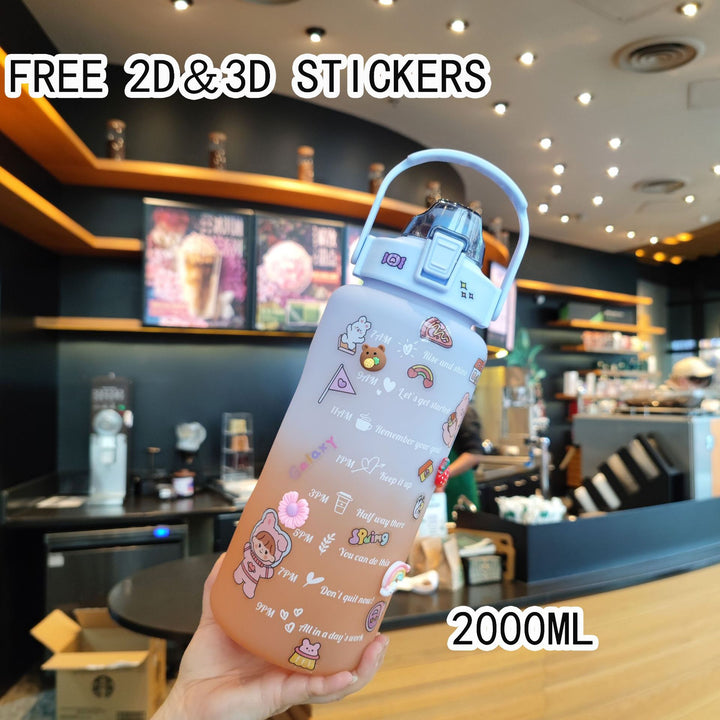 Women's Motivating Water Bottle with Interactive Sticker Set Bowlift