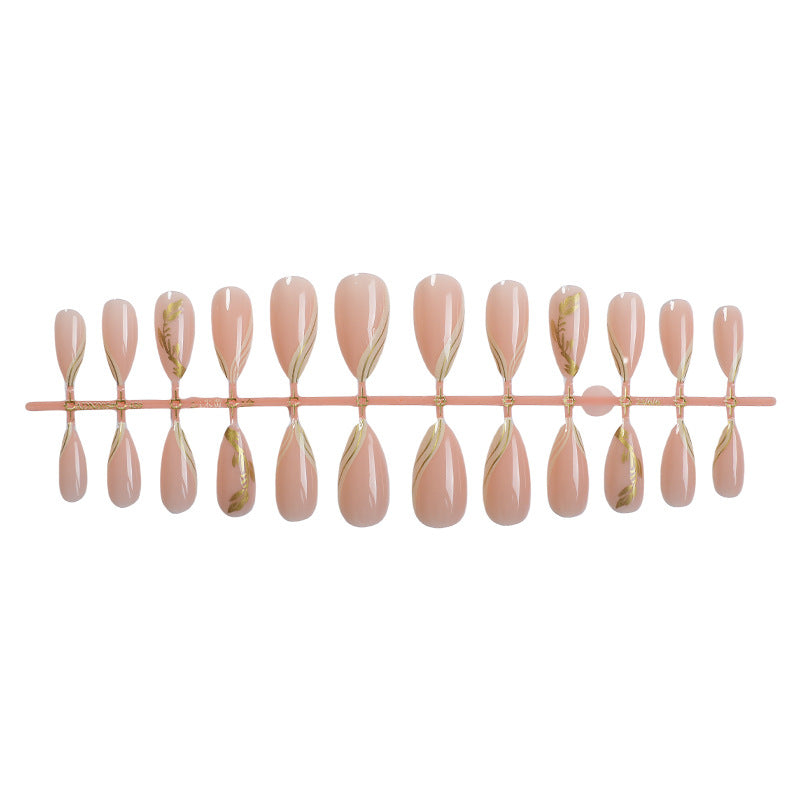Elegant Press-On Nail Set with Floral Accent Designs Bowlift