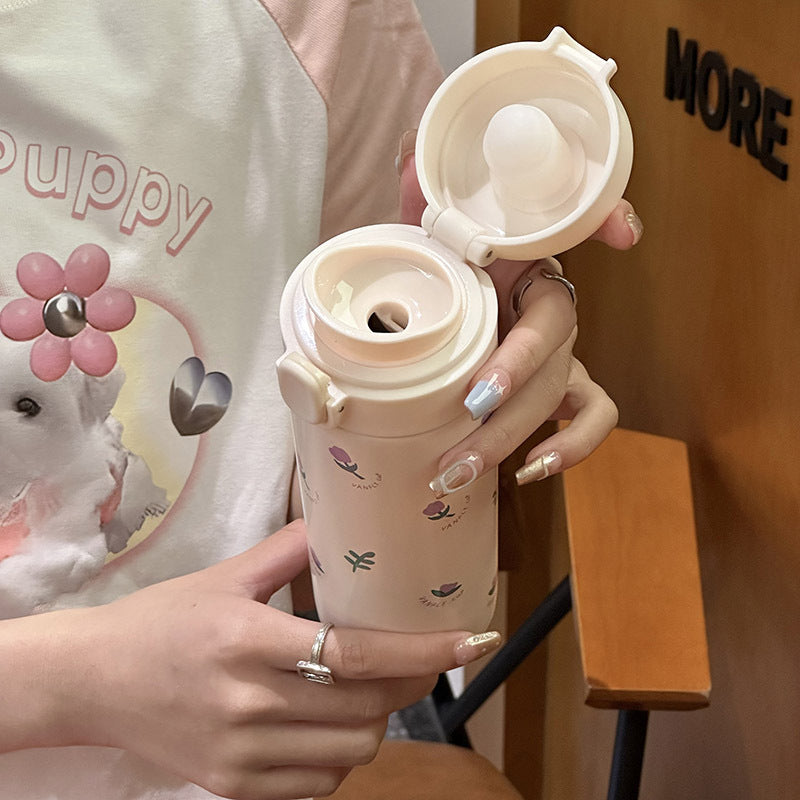 Ladies Insulated Bottle with Cute Floral Pattern Bowlift