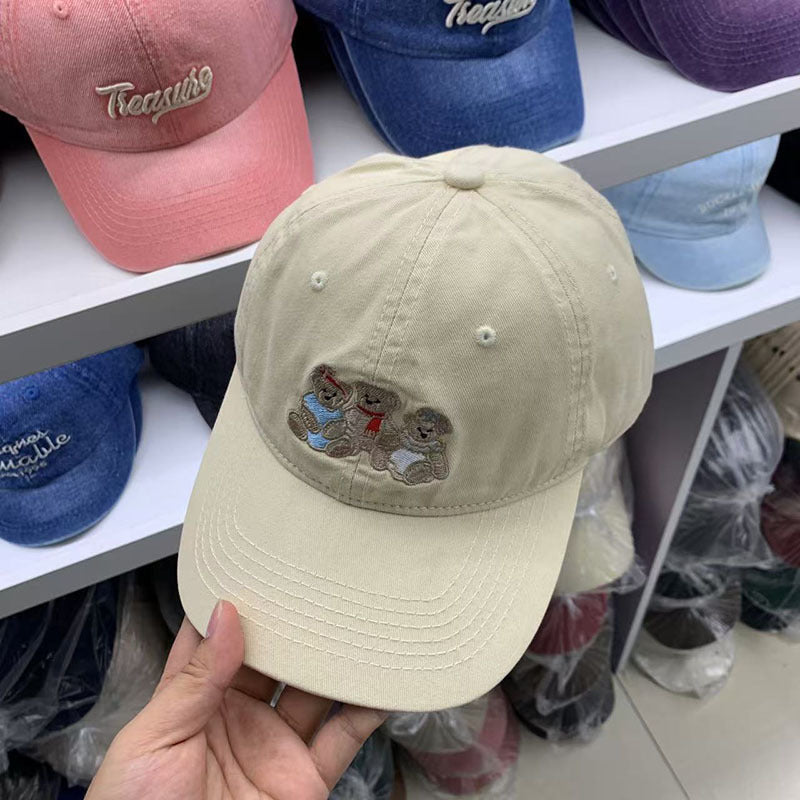 Women's Casual Embroidered Teddy Bear Baseball Cap Bowlift