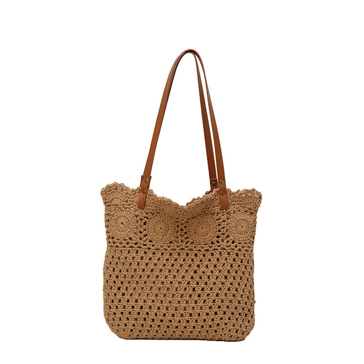 Macrame shopping bag with leather handles Bowlift