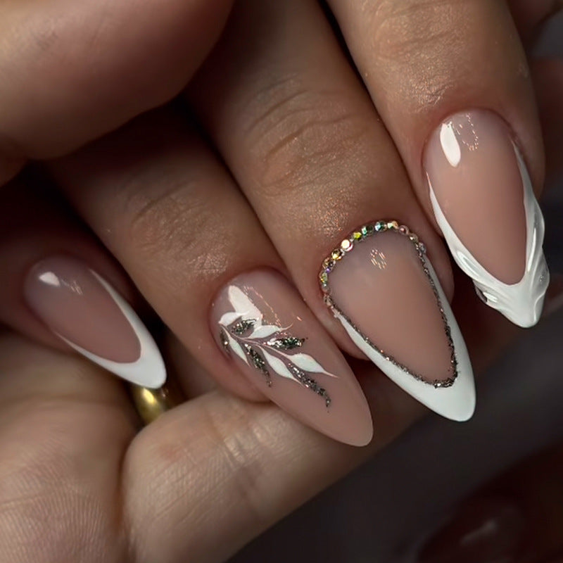 Artificial nail set with elegant tips and glitter accents Bowlift