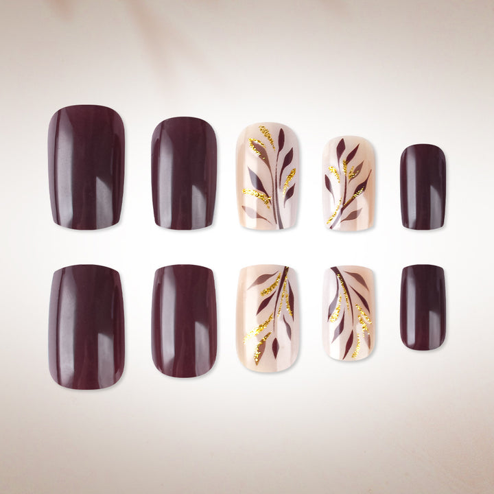 Elegant Botanical Nail Art Press-On Set Bowlift