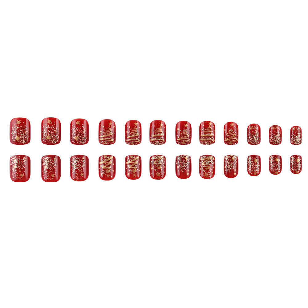 Festive Holiday-Themed Press-On Nail Art Bowlift