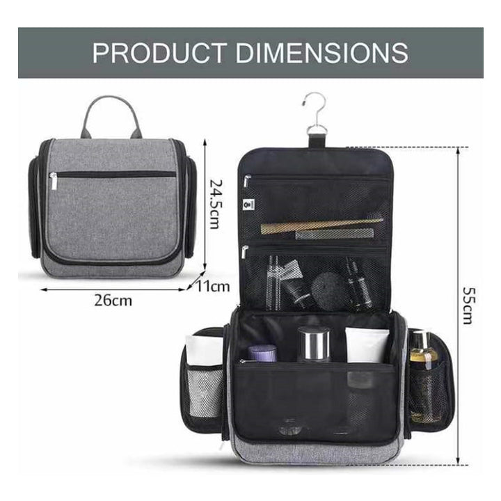 Elegant cosmetic bag with hanging hook and versatile compartments Bowlift