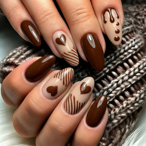 Artificial nails with creative heart and chocolate designs Bowlift