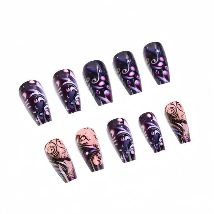 Artificial nails with floral patterns Bowlift