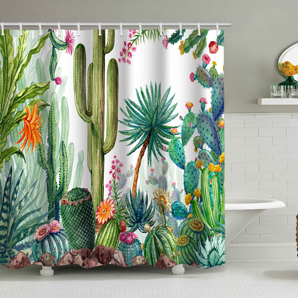 Cactus Garden-Themed Shower Curtain Bowlift