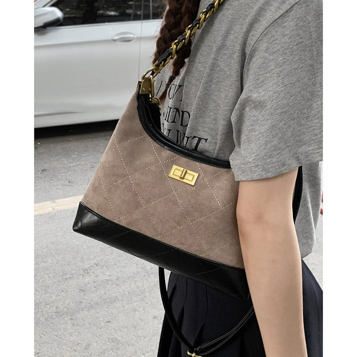 Quilted Suede Hobo Handbag Bowlift