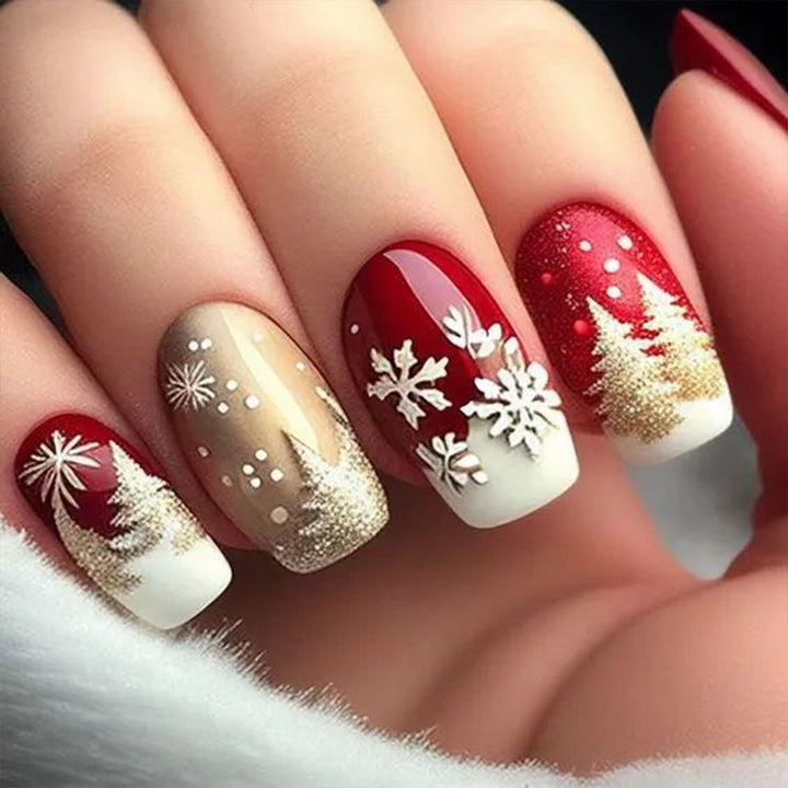 Artificial nails with festive winter design Bowlift