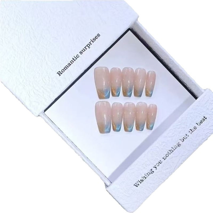 Artificial Nail Set with Modern Gradient Color Bowlift