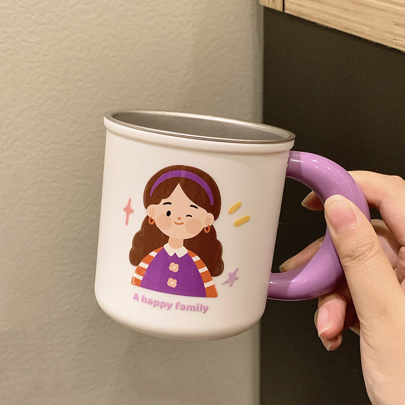 Stainless steel ceramic mug with cheerful family motif Bowlift