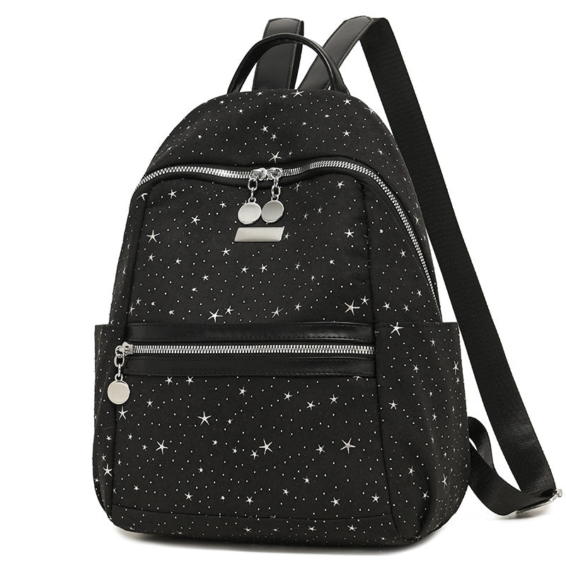 Star-Embellished Faux Suede Backpack