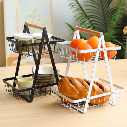 Sturdy Two-Tier Metal Storage Basket Bowlift