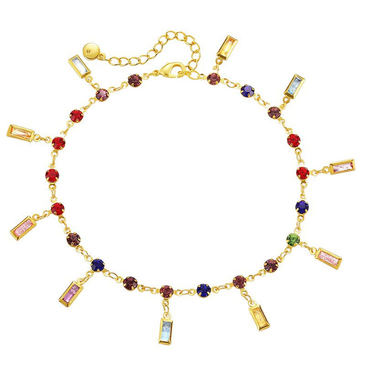 Colorful Gemstone Charm Anklet Bowlift